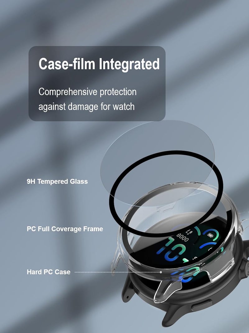 iDaPro [3-Pack Clear] Screen Protector Case for Garmin Vivoactive 6,Full Protective Cover with Built-in 9H Tempered Glass & 4 Silicone Dust Plugs,Hard PC Shell,Complete Protection for Running,Gym - Image 2